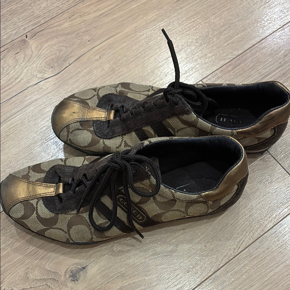 Coach Brown and Gold Sneakers